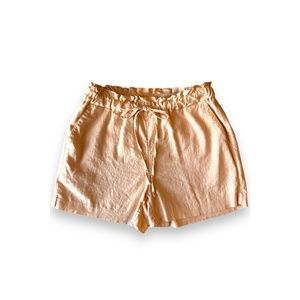 High Rise Linen Blend Paperbag Tie Waist Pull-On Short